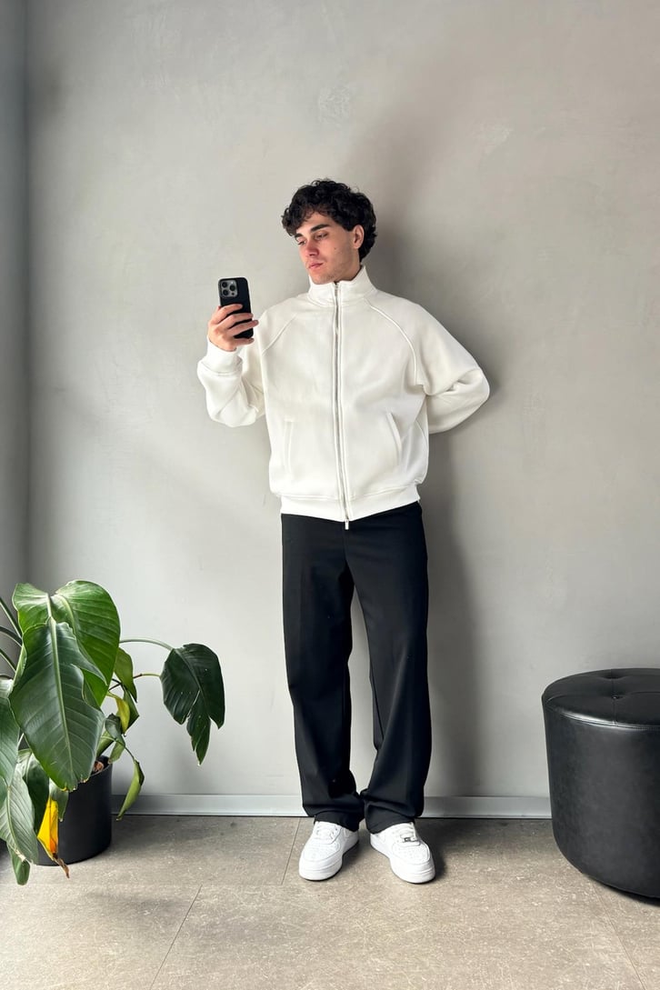 Cozy Track Ekru Zip Sweatshirt