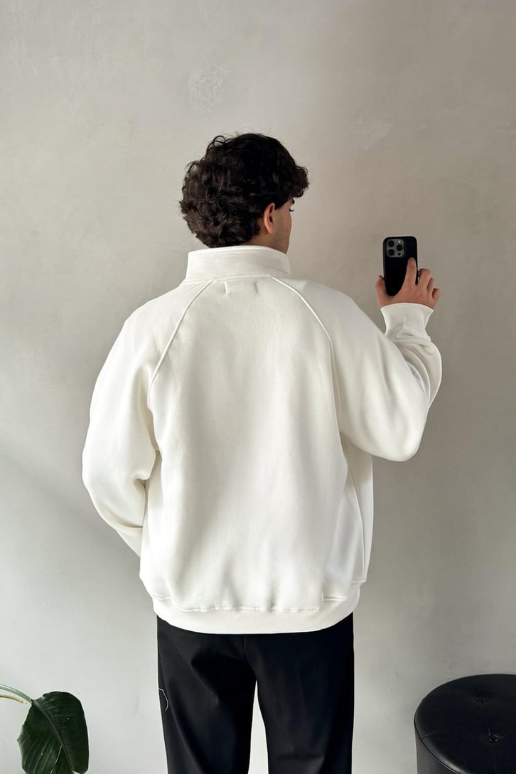 Cozy Track Ekru Zip Sweatshirt