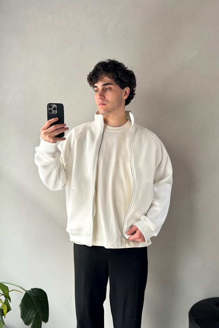 Cozy Track Ekru Zip Sweatshirt