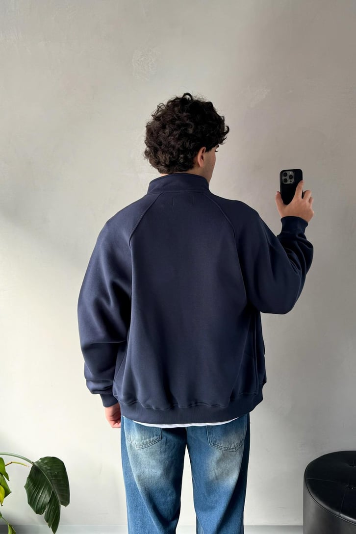 Cozy Track Lacivert Zip Sweatshirt