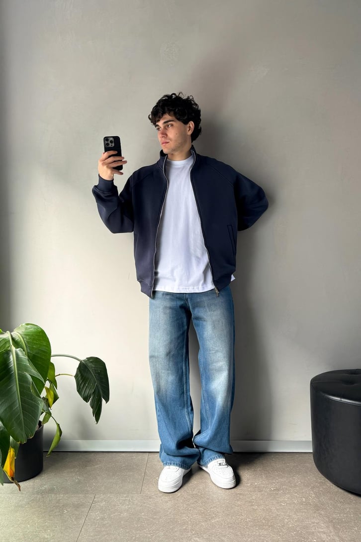 Cozy Track Lacivert Zip Sweatshirt