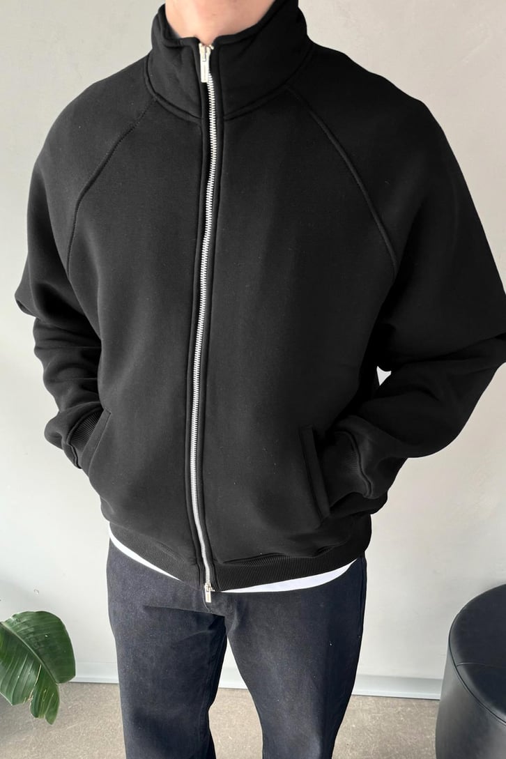 Cozy Track Siyah Zip Sweatshirt