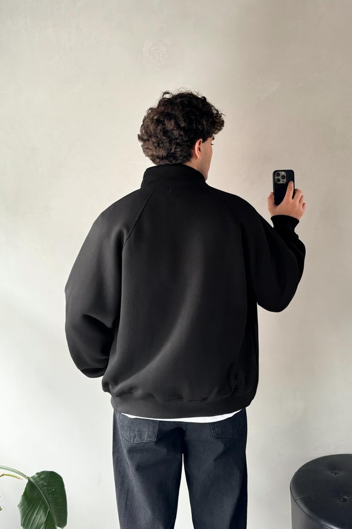 Cozy Track Siyah Zip Sweatshirt