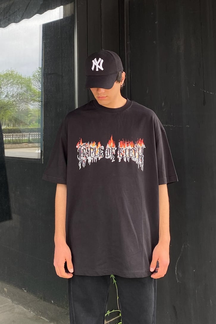 Cradle of Filth Baskılı Siyah Oversize Tshirt
