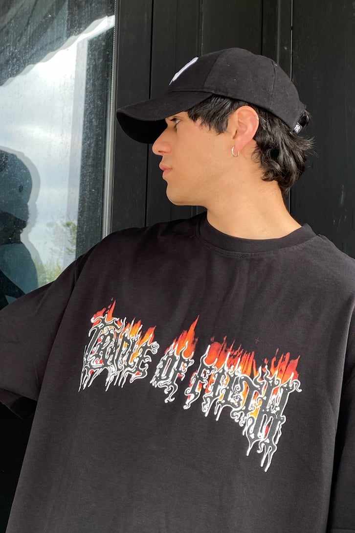 Cradle of Filth Baskılı Siyah Oversize Tshirt