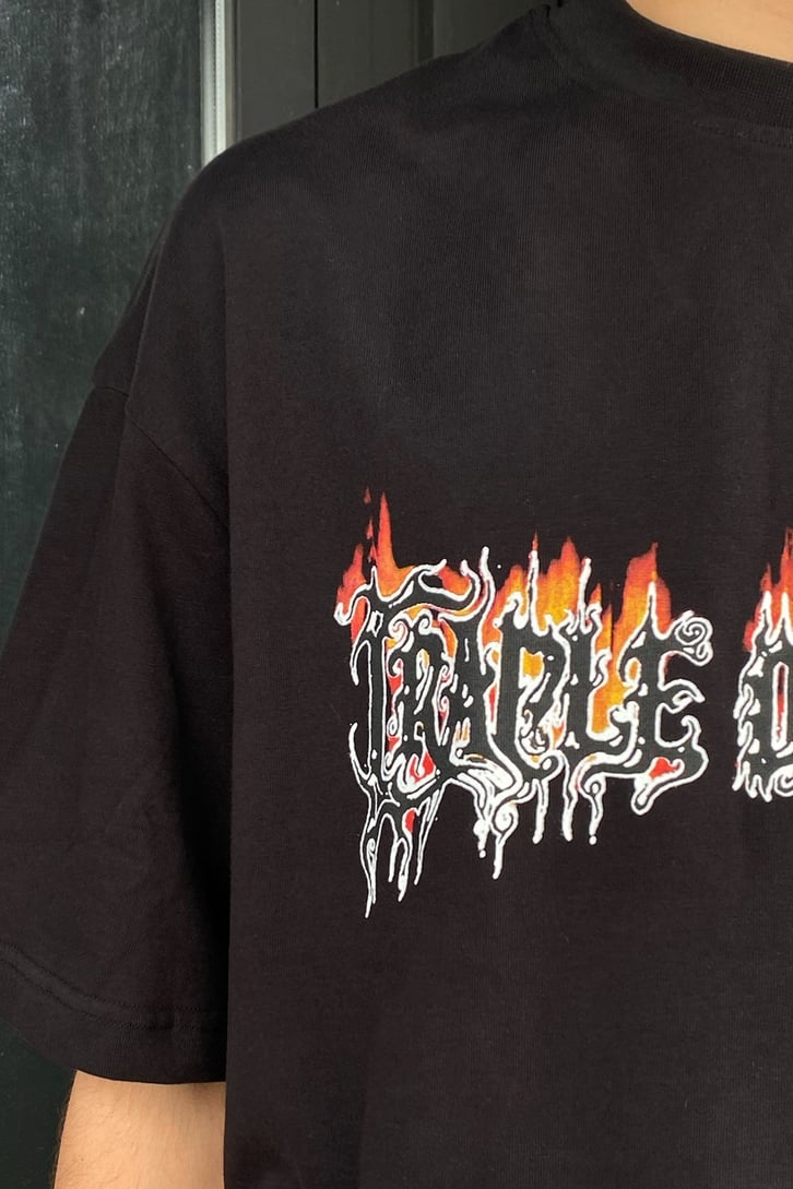 Cradle of Filth Baskılı Siyah Oversize Tshirt