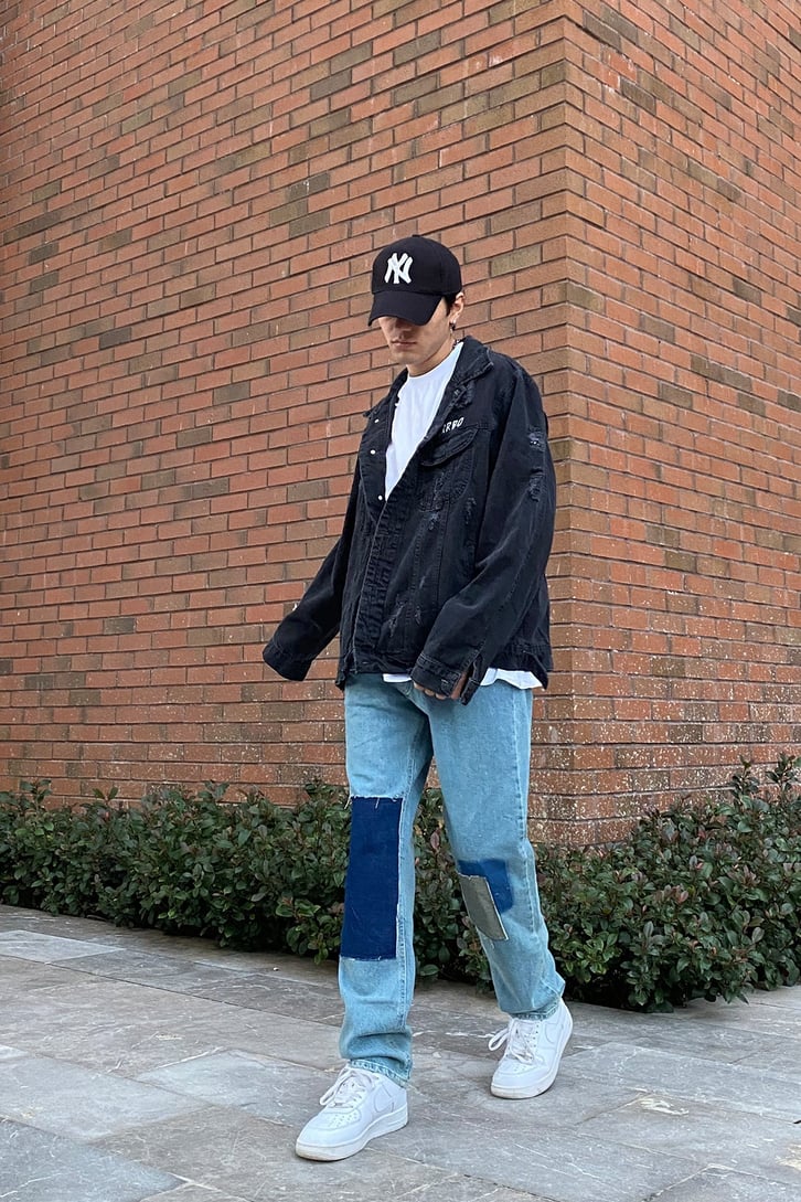 CrbO X Zuknft Oversize Printed Denim Jacket