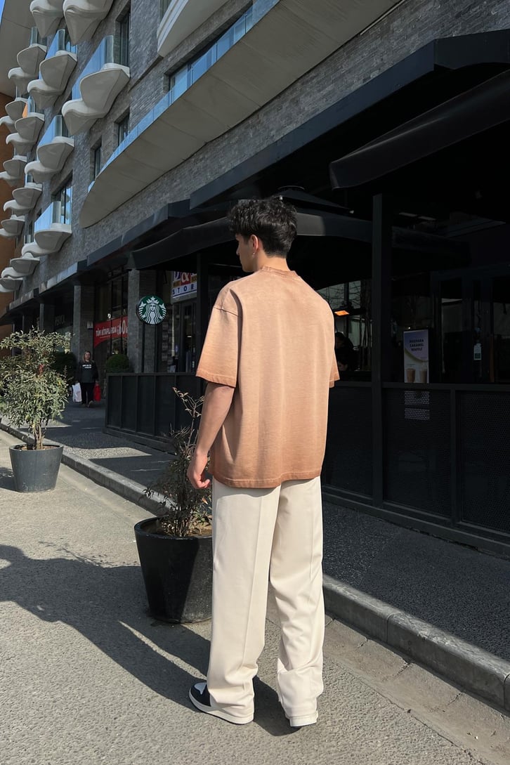 CRCA Nakışlı Washed Antrasit Oversize Tişört