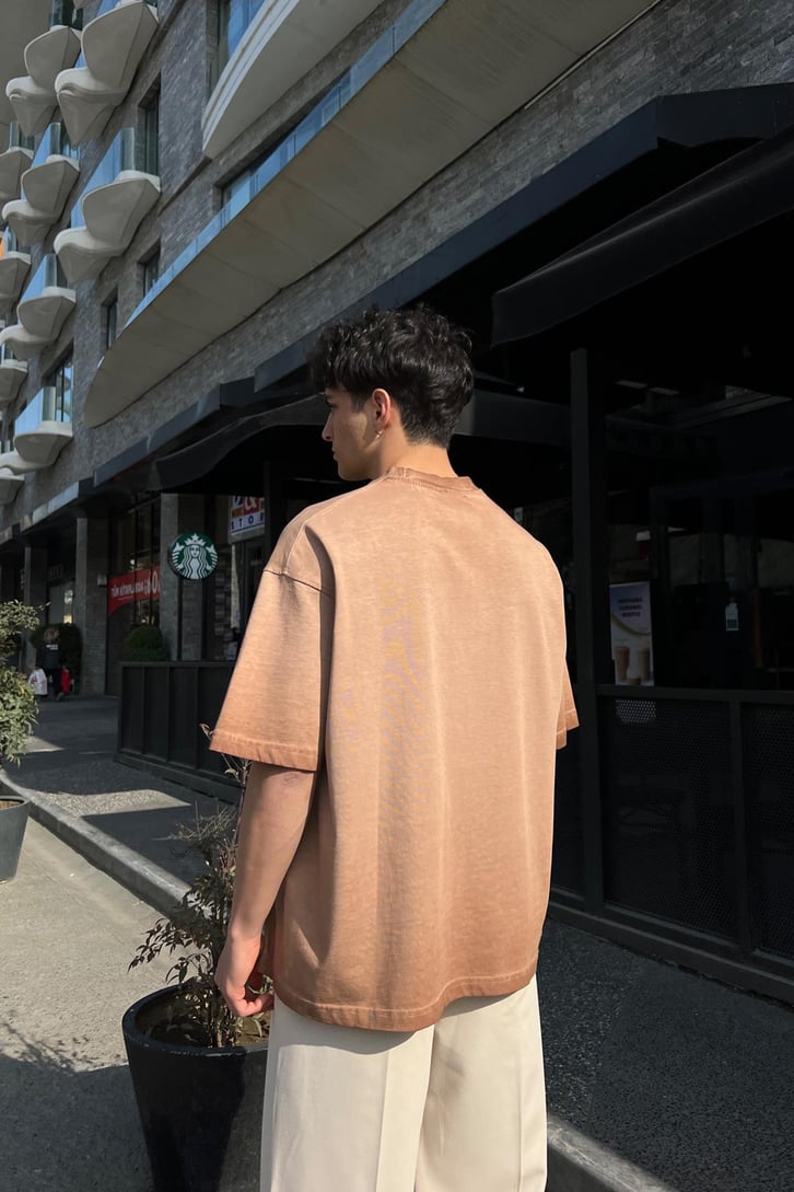 CRCA Nakışlı Washed Antrasit Oversize Tişört