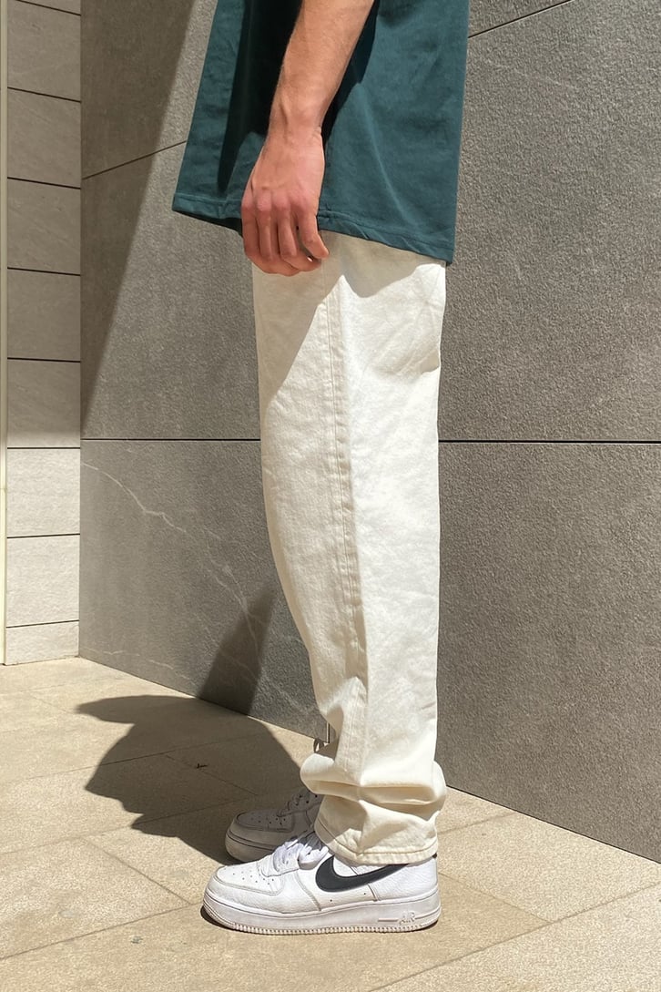 Cream Basic Baggy Jean