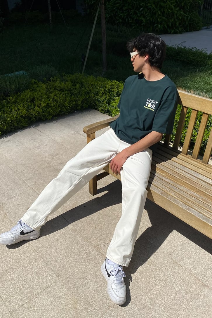 Cream Basic Baggy Jean