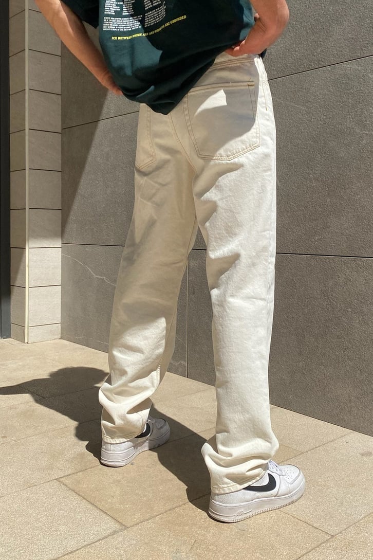 Cream Basic Baggy Jean