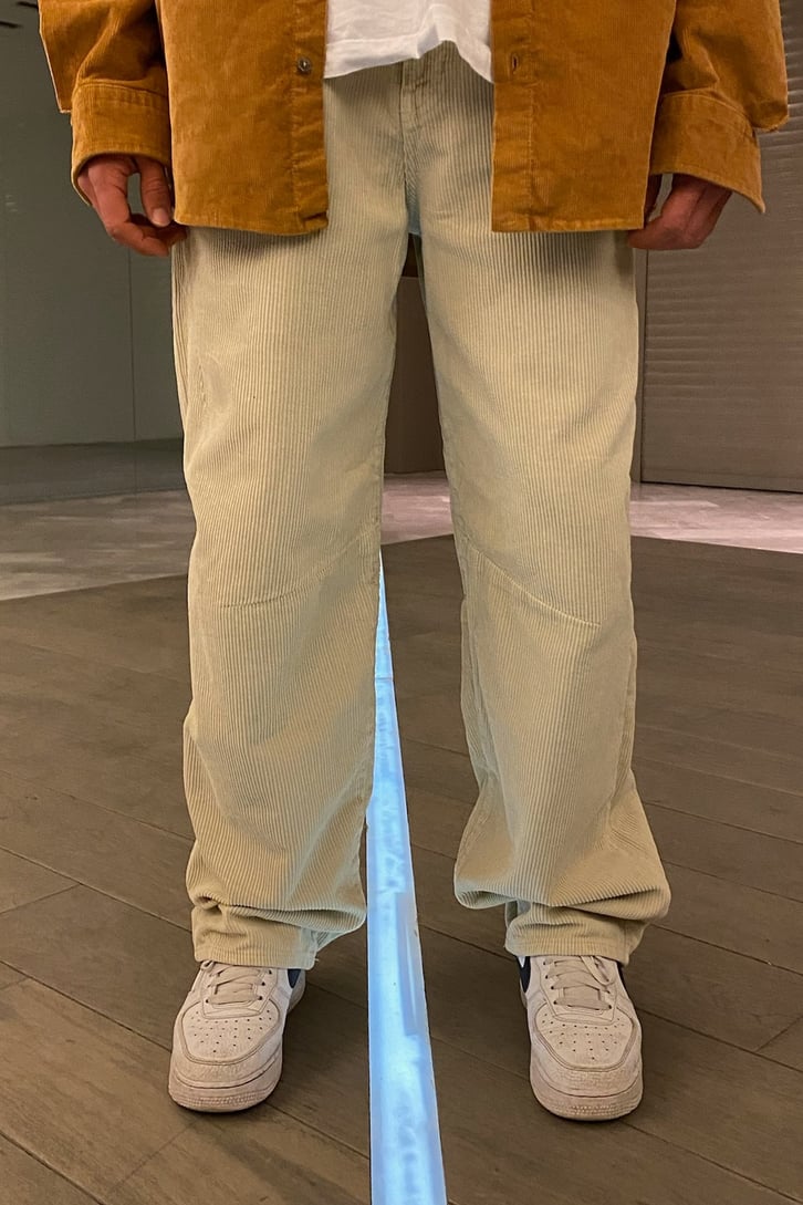 Cream Fitilli Kadife Basic Losse Fit Pant
