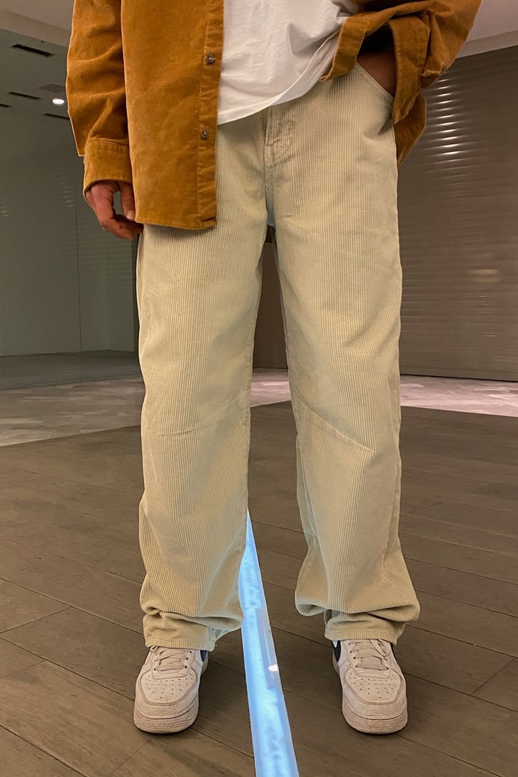 Cream Fitilli Kadife Basic Losse Fit Pant