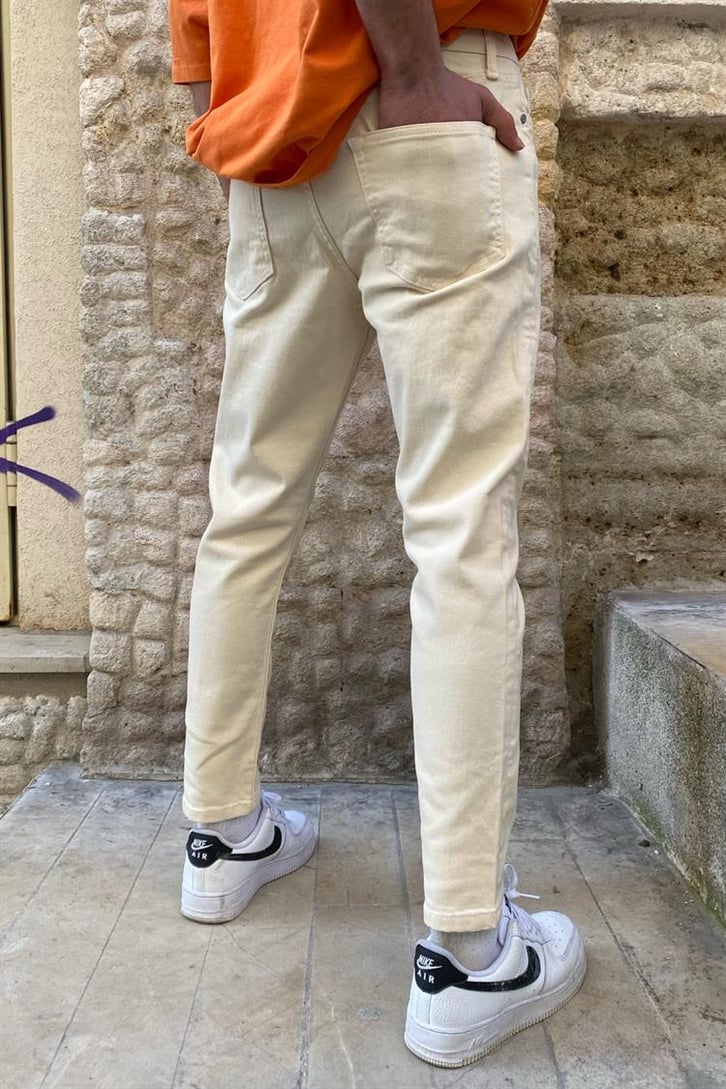 Cream Skinny Mom Fit Jean