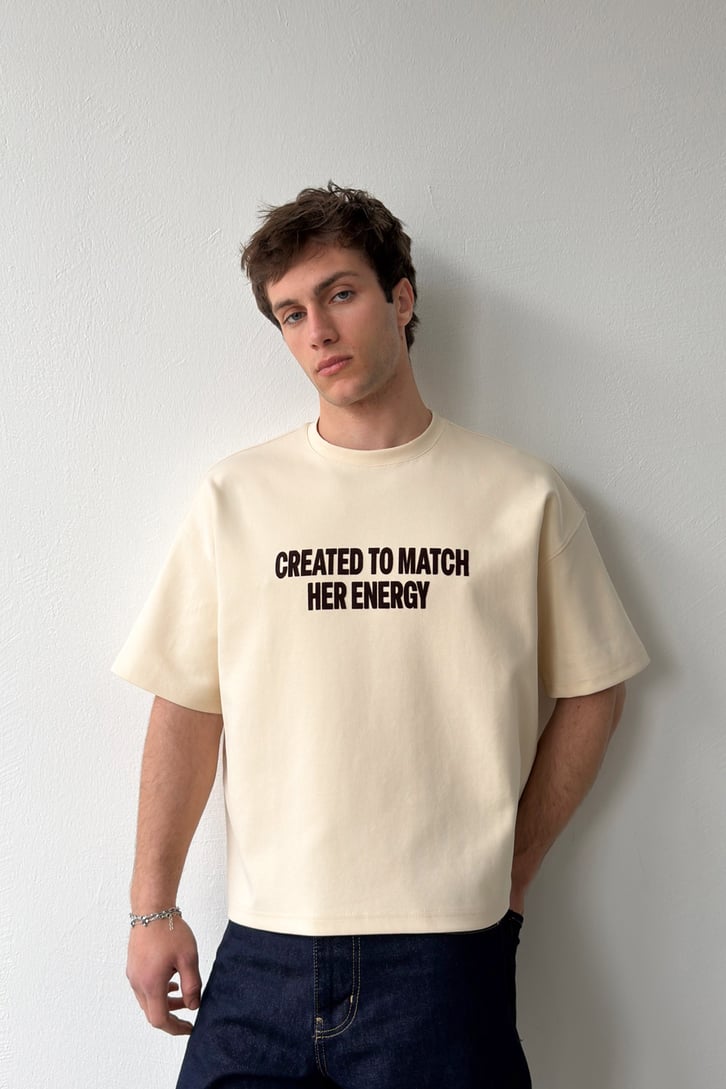 Created To Match Nakışlı Crop Tişört