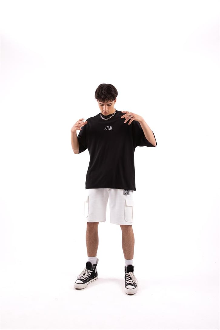 Creep Duck Sırt Baskılı Siyah Oversize Tshirt