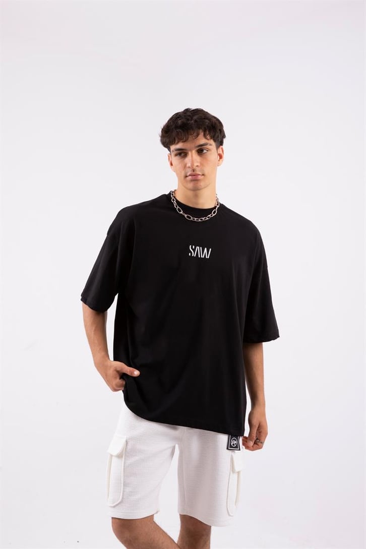 Creep Duck Sırt Baskılı Siyah Oversize Tshirt