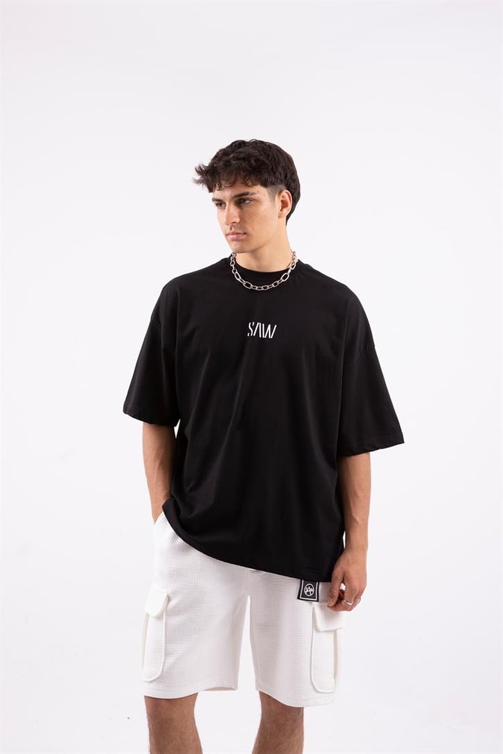 Creep Duck Sırt Baskılı Siyah Oversize Tshirt