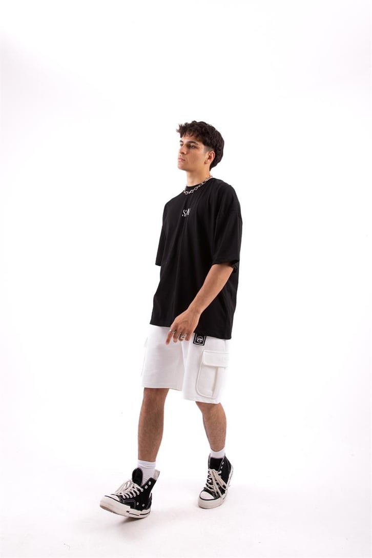 Creep Duck Sırt Baskılı Siyah Oversize Tshirt