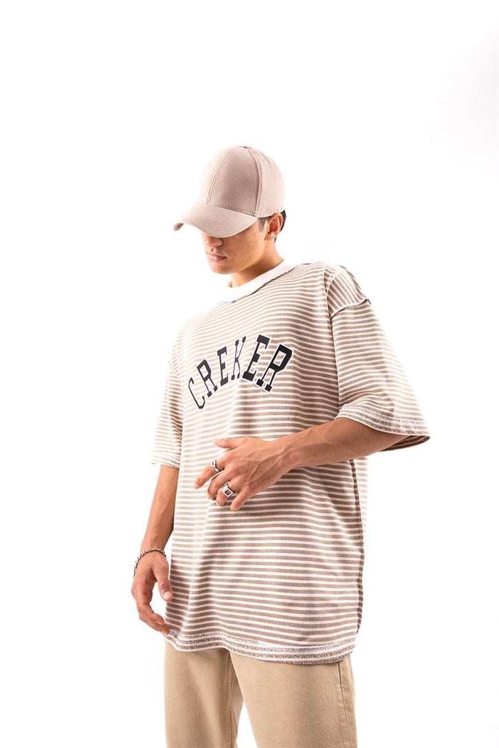 Creker Nakışlı Çizgili Oversize