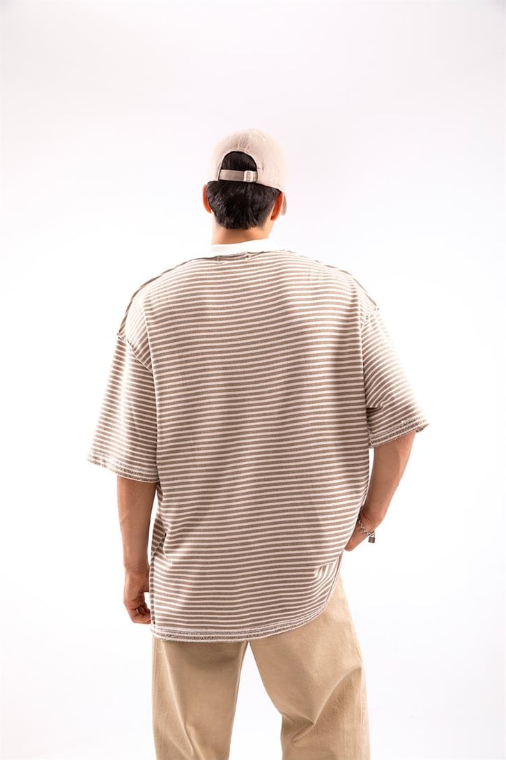 Creker Nakışlı Çizgili Oversize