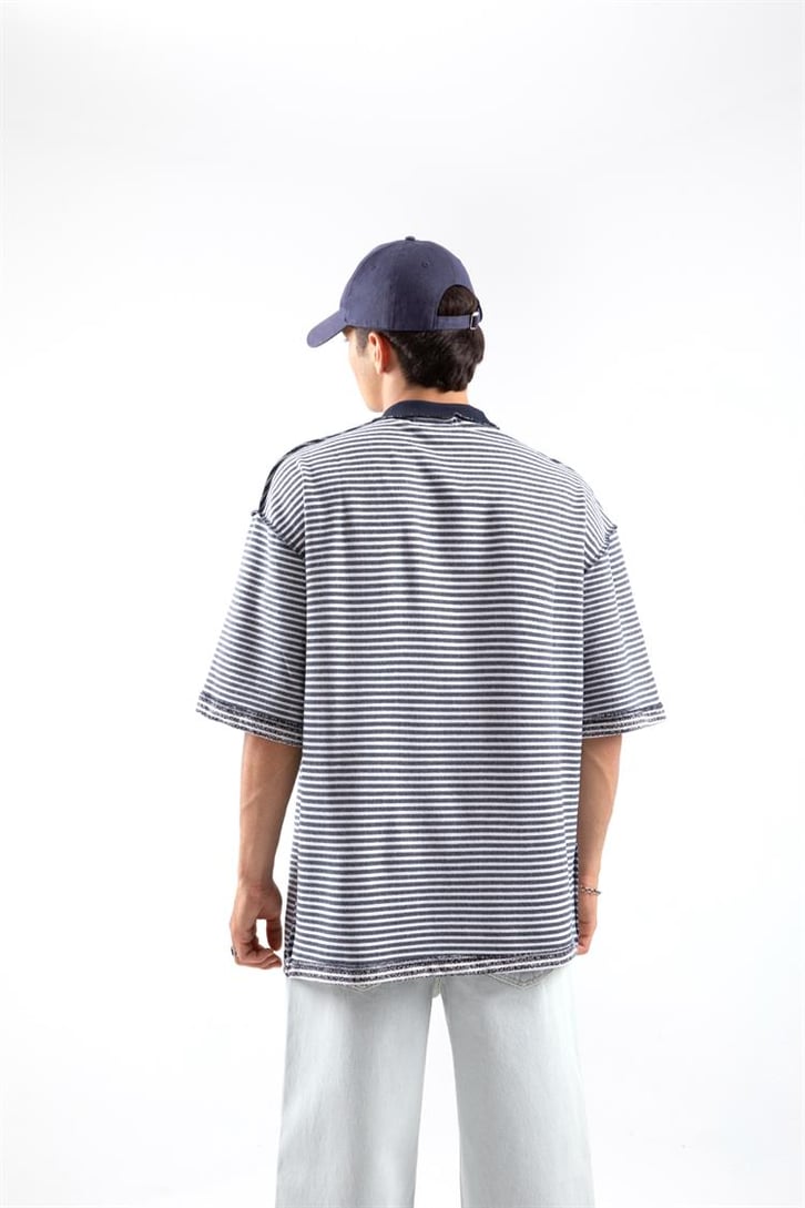 Creker Nakışlı Çizgili Oversize