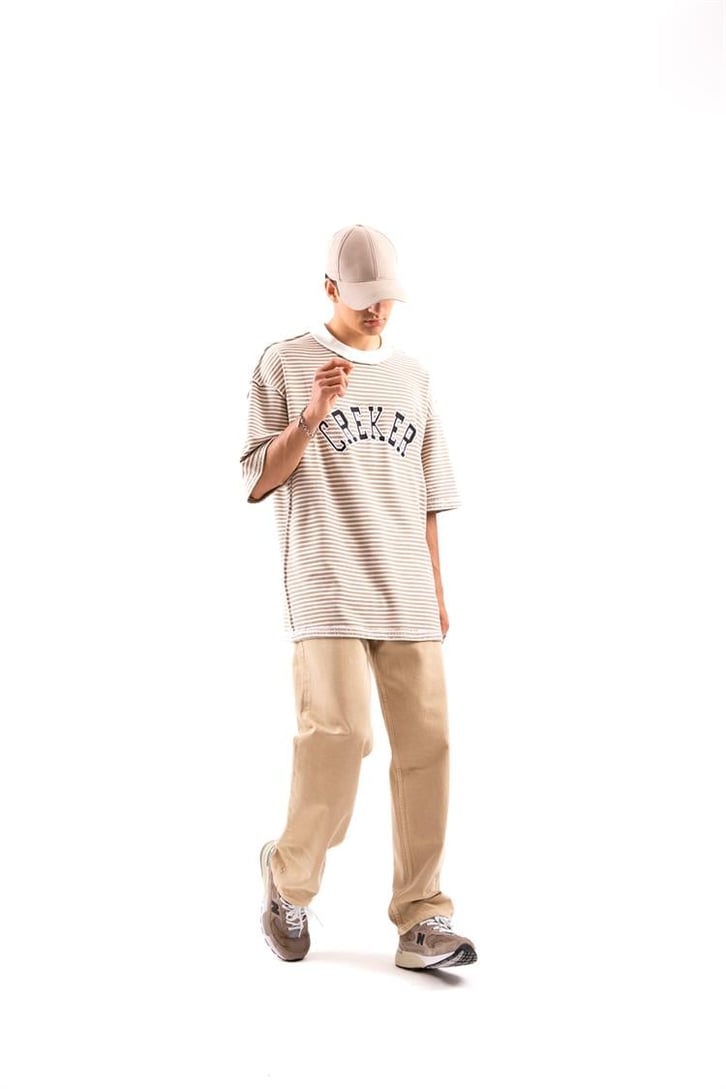Creker Nakışlı Çizgili Oversize