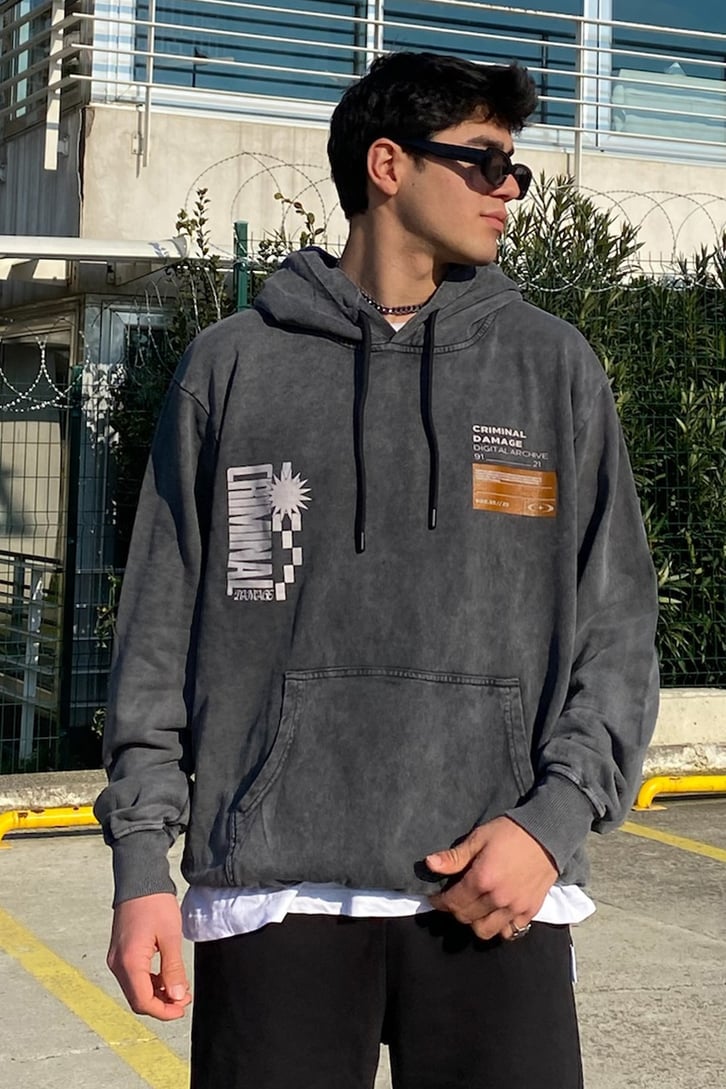 Criminal Damage Oversize Printed Hoodie