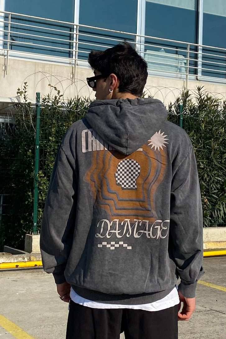 Criminal Damage Oversize Printed Hoodie