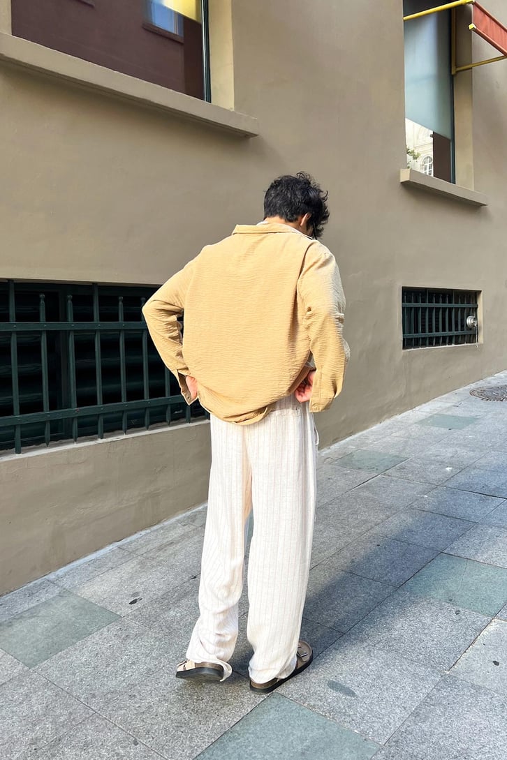 Crinkle Uzun Kol Oversize Gömlek