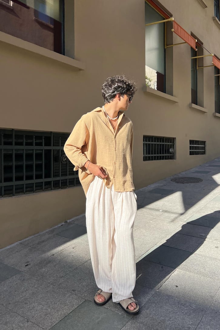 Crinkle Uzun Kol Oversize Gömlek