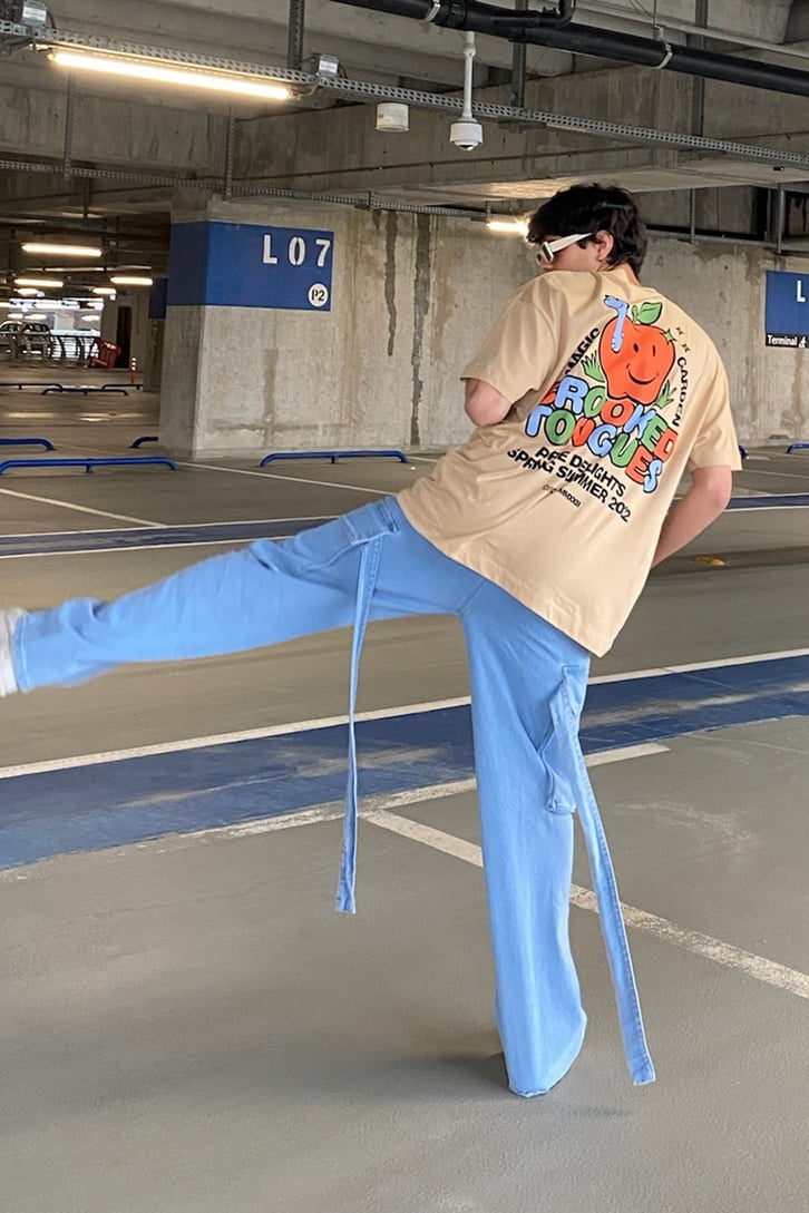 Crooked Tongues Baskılı Açık Sarı Oversize Tshirt