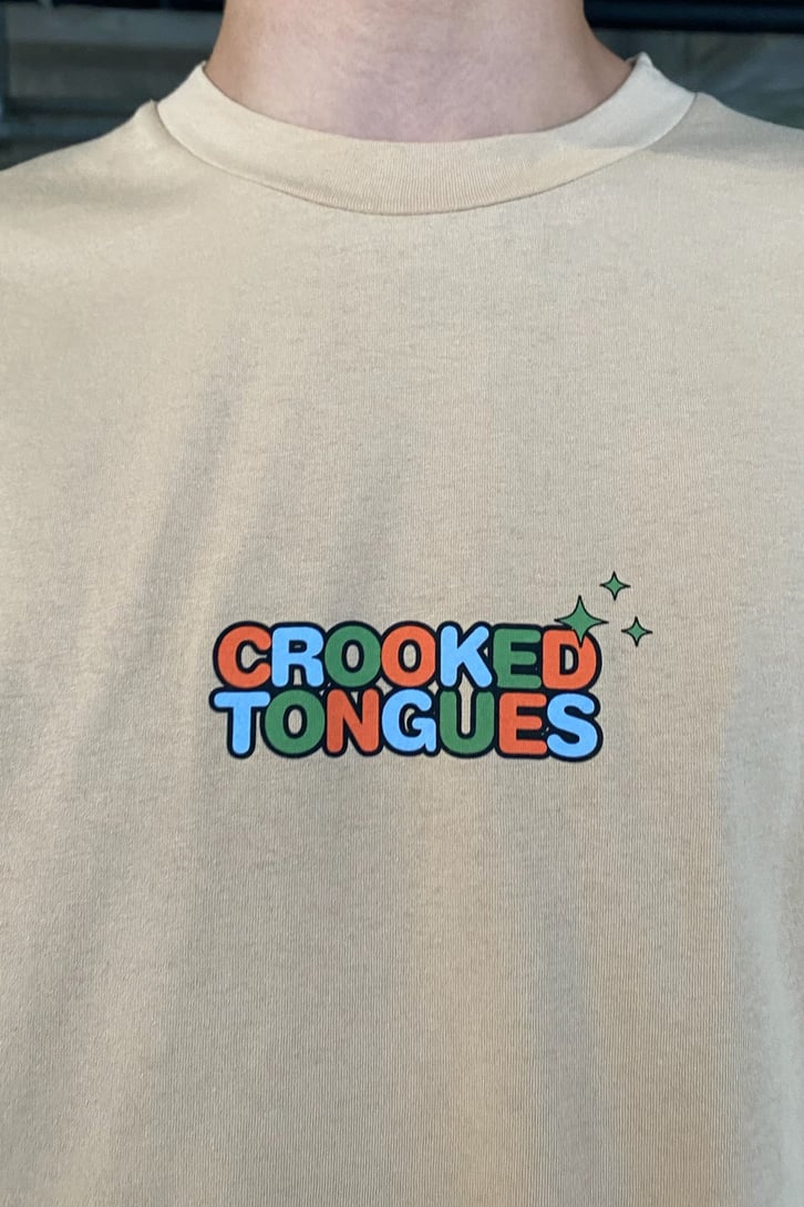Crooked Tongues Baskılı Açık Sarı Oversize Tshirt