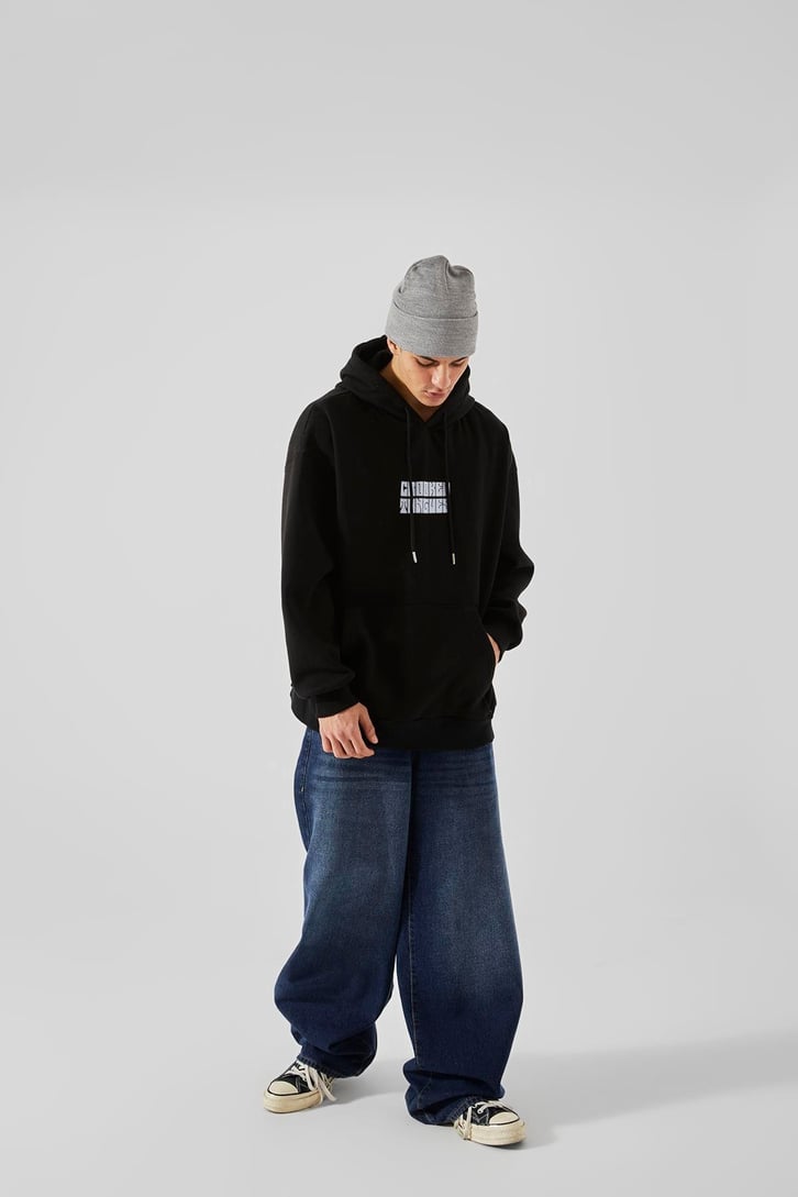 Crooked Tongues Baskılı Oversize Hoodie