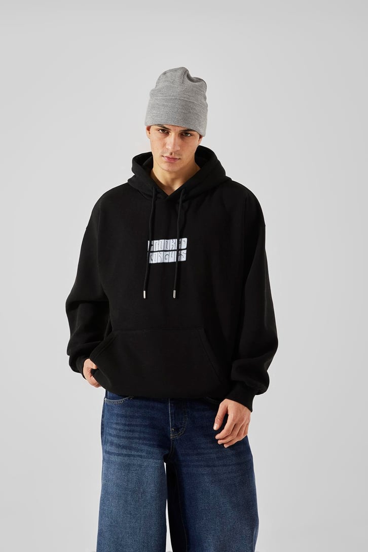 Crooked Tongues Baskılı Oversize Hoodie
