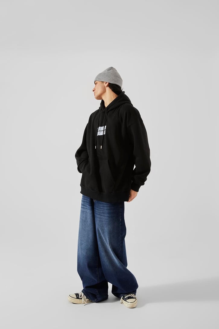Crooked Tongues Baskılı Oversize Hoodie