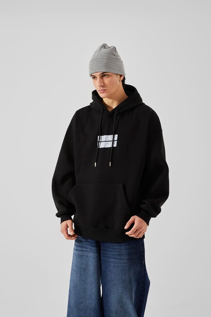 Crooked Tongues Baskılı Oversize Hoodie