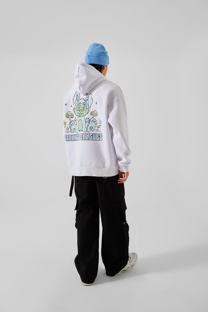 Crooked Tongues Baskılı Oversize Hoodie