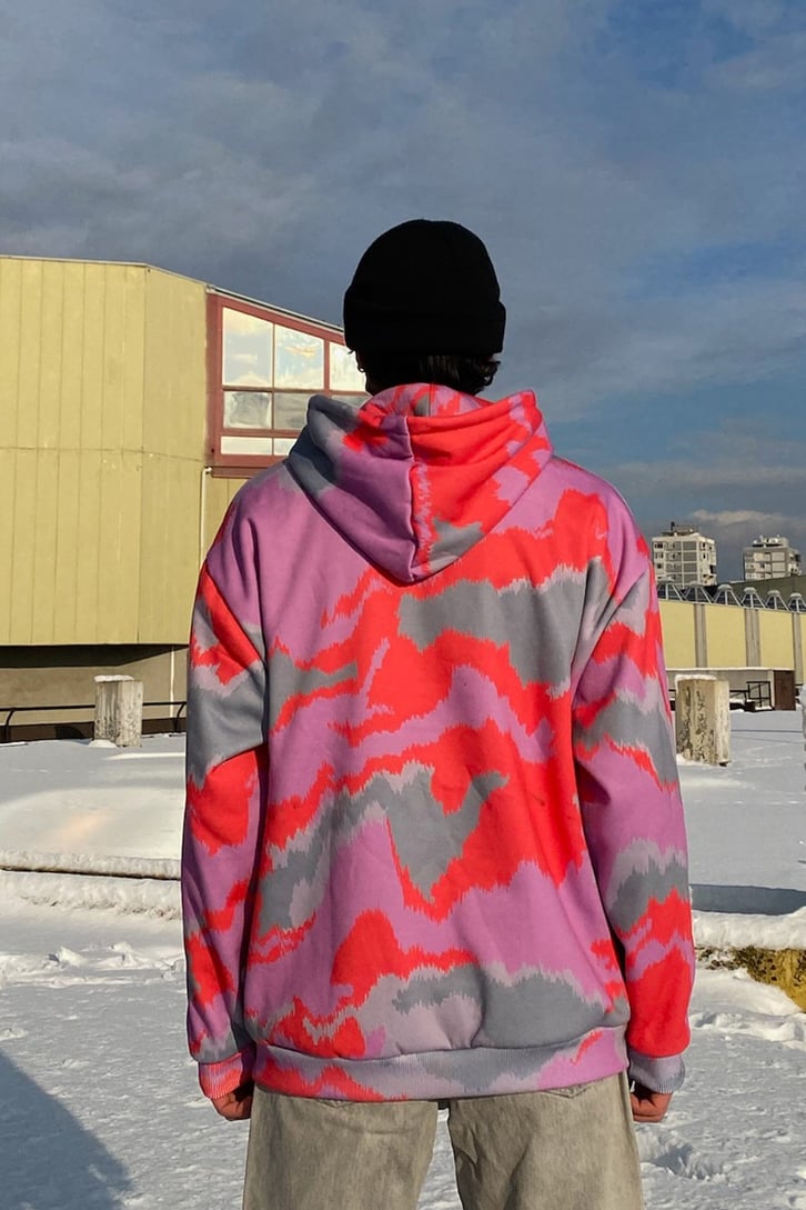 Crooked Tongues Oversize Marble Printed Hoodie