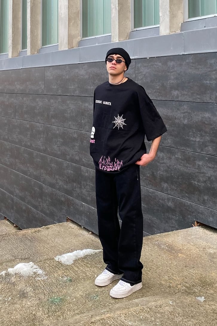 Cry Baby Flame Printed Oversize Tee