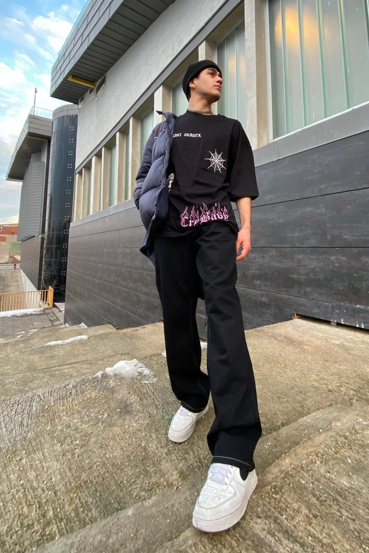 Cry Baby Flame Printed Oversize Tee