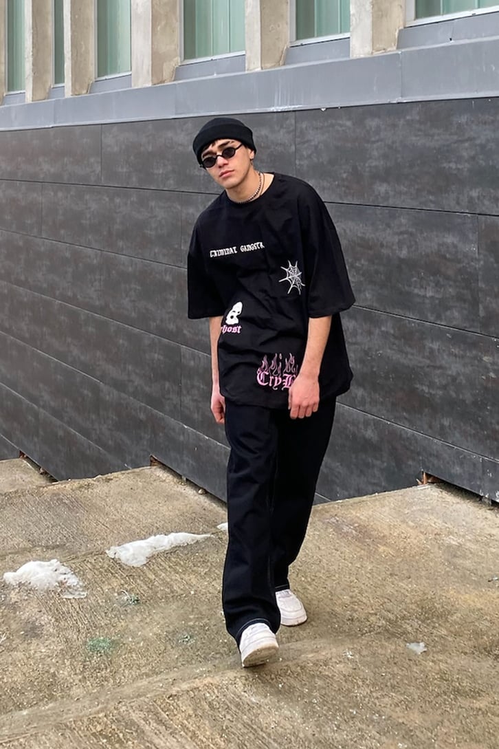 Cry Baby Flame Printed Oversize Tee