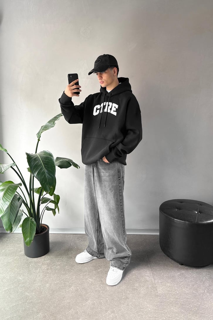 CTRE Nakışlı Oversize Hoodie