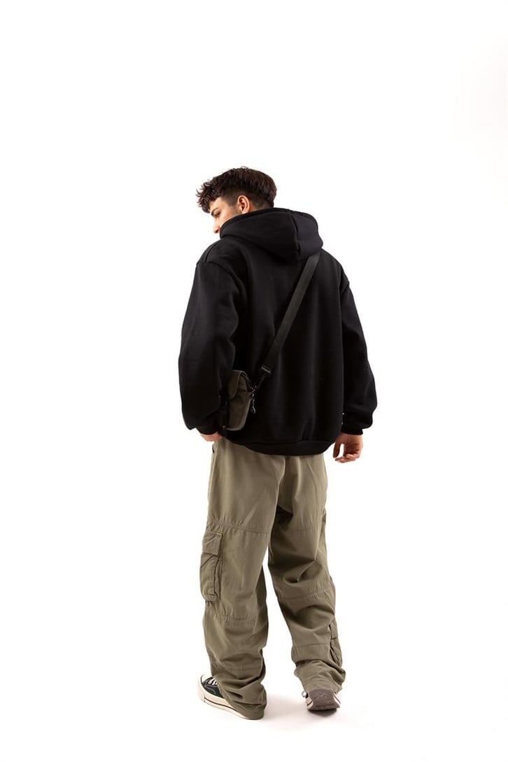 Cuep Nakışlı Siyah Zip Hoodie