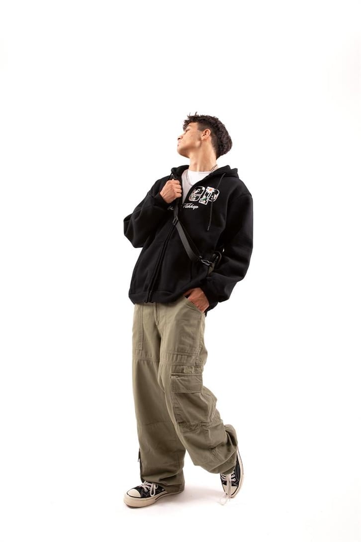 Cuep Nakışlı Siyah Zip Hoodie