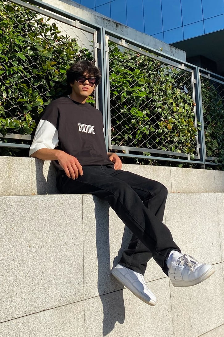 Culture Nakışlı  Ekru Oversize Tshirt