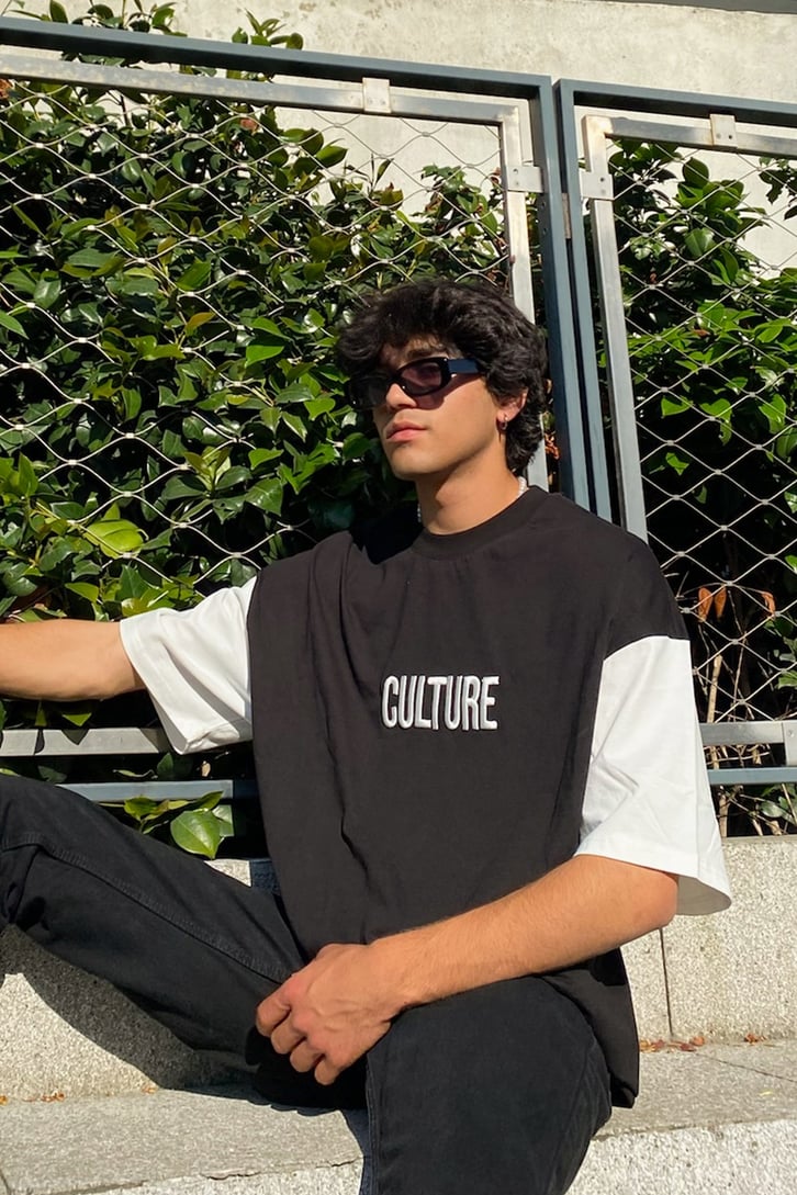 Culture Nakışlı  Ekru Oversize Tshirt