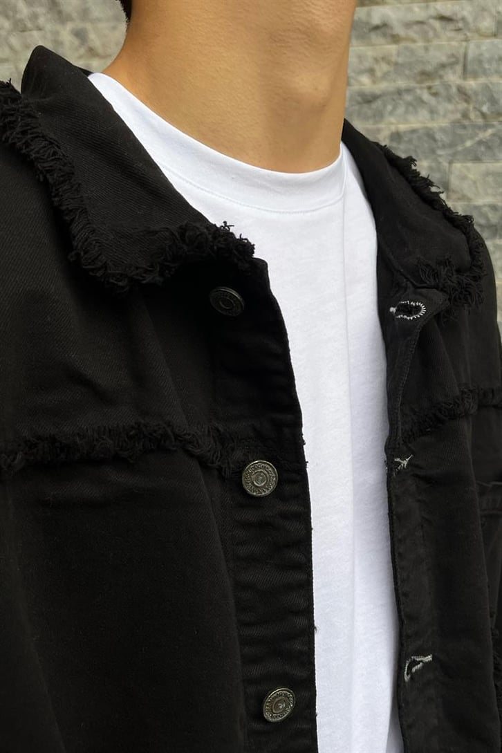 Cut Detail Siyah Kot Ceket