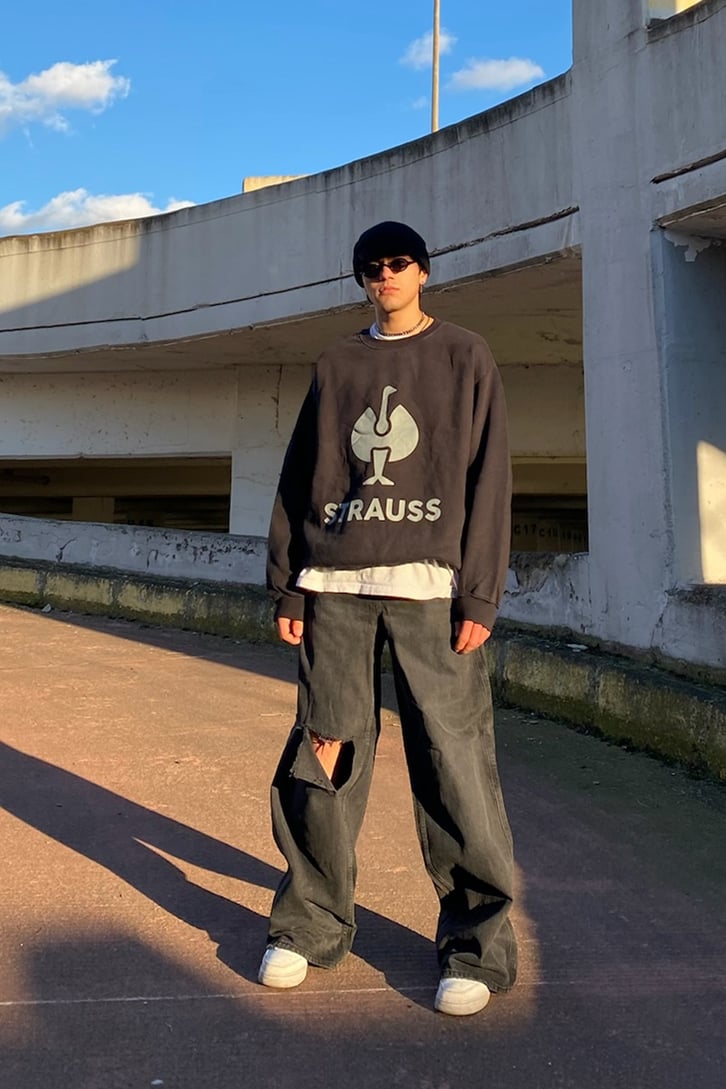 Cut Leg Extra Baggy Fit Antracite Jean